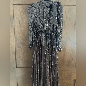 Mac Duggal Sequin Brown Bow Dress